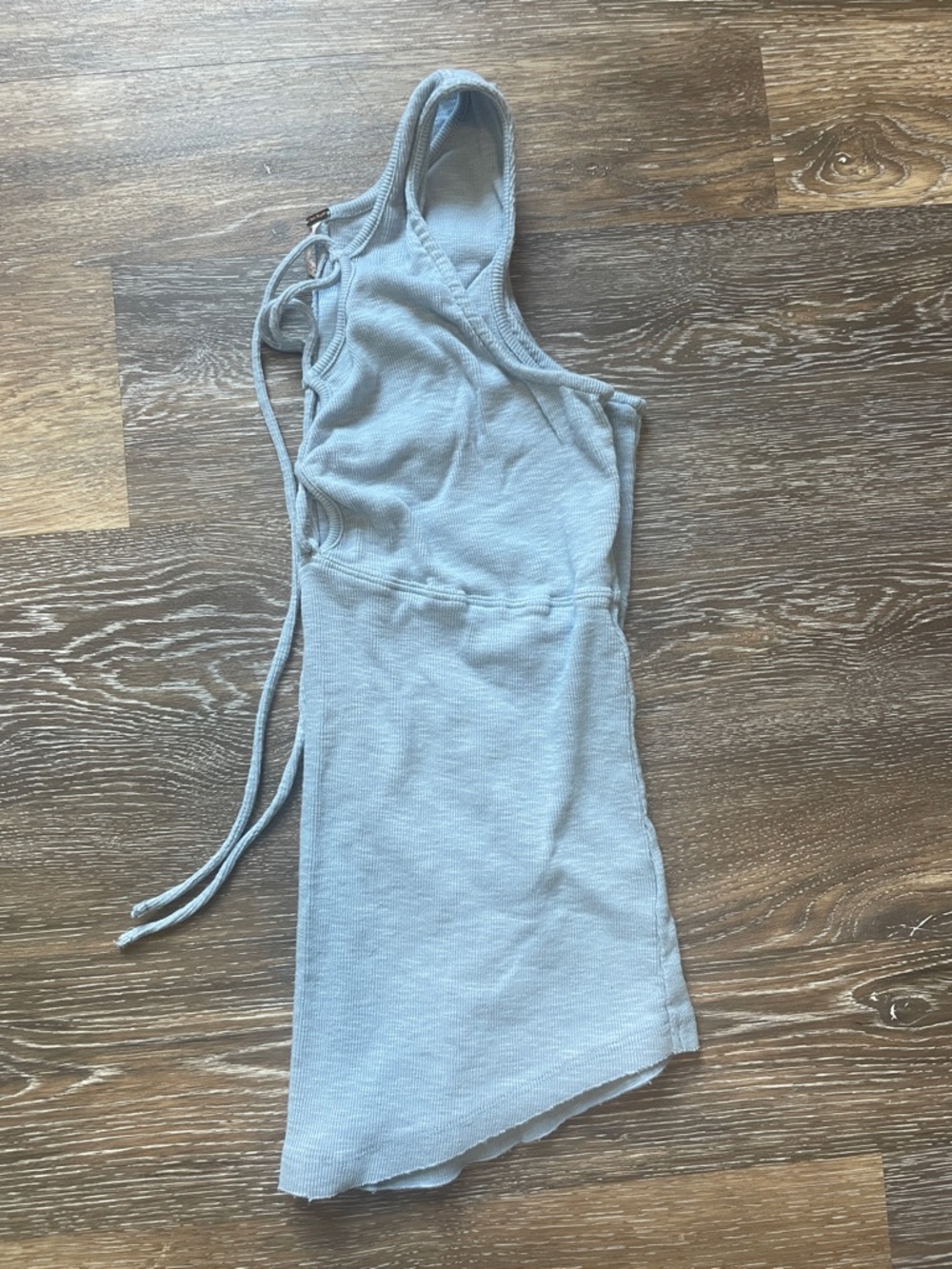 FREE PEOPLE Light Blue Lace-Up Ribbed Tank - Picture 7 of 7
